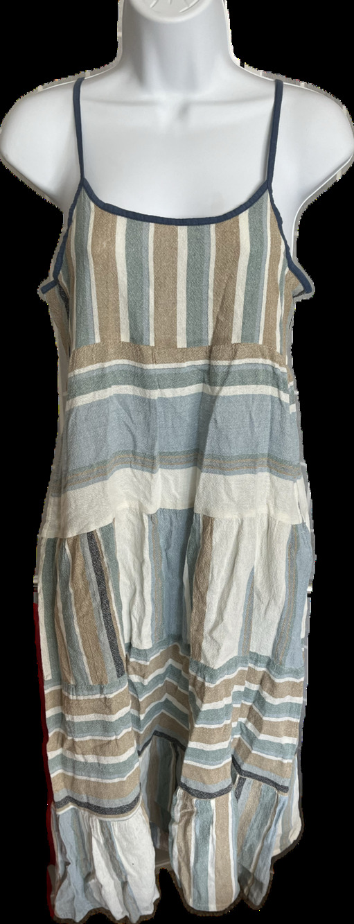 Adrift Carrie dress Cyprus Blue striped color block spaghetti strap Small NWT